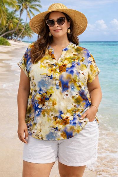 Picture of PLUS SIZE FLORAL PRINT BLOUSE